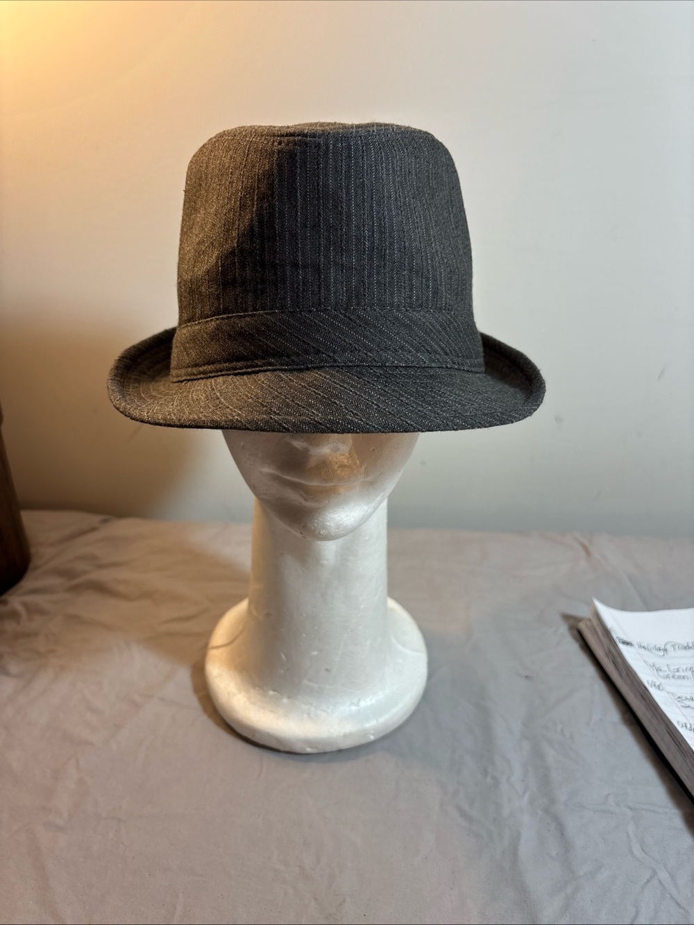 Lids Men’s Dark Gray Pinstripe Fedora Hat